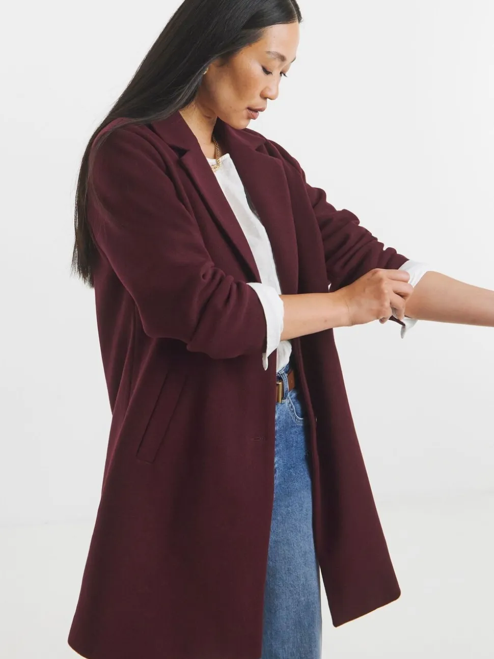 bordeaux - Manteau JD Williams boutonné sur le devant à simple boutonnage