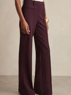 bordeaux - Pantalons évasés taille haute Reiss Claude
