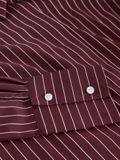 Bordeaux à rayures - Chemise extensible ajustée Essential à manches longues