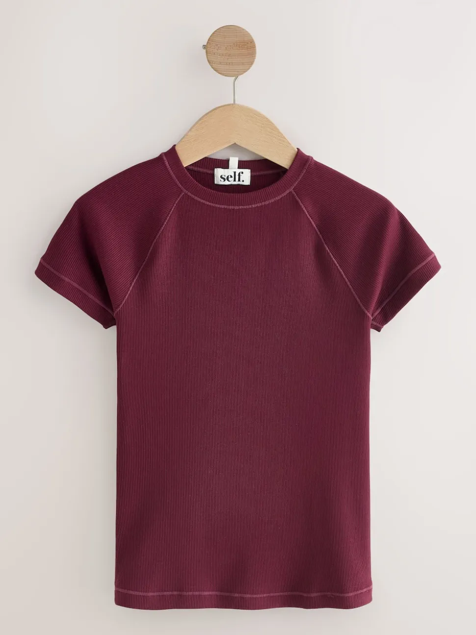 bordeaux - Self T-shirt côtelé ajusté