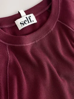 bordeaux - Self T-shirt côtelé ajusté