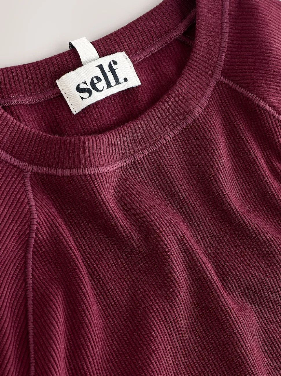 bordeaux - Self T-shirt côtelé ajusté