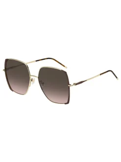 BOSS Lunettes de soleil carrées dorées oversize