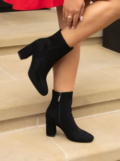 Bottines à talons Linzi Scout à bout carré avec fermeture éclair latérale