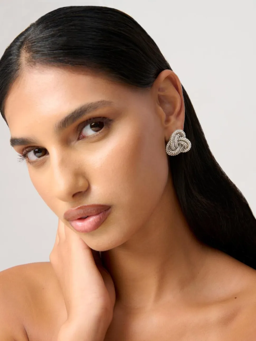 Boucles d’oreilles à nœud scintillant Aela Argent Ton