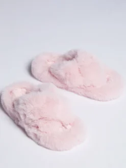 Boux Avenue - Chaussons à semelle crantée et à bandes croisées