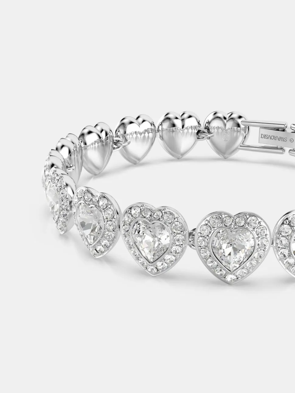 Bracelet tennis Swarovski x Ariana Grande en rhodium plaqué cœur