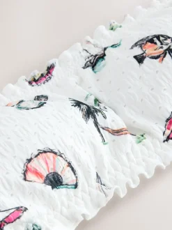 Broderie blanche conversationnelle - Haut de bikini Bandeau
