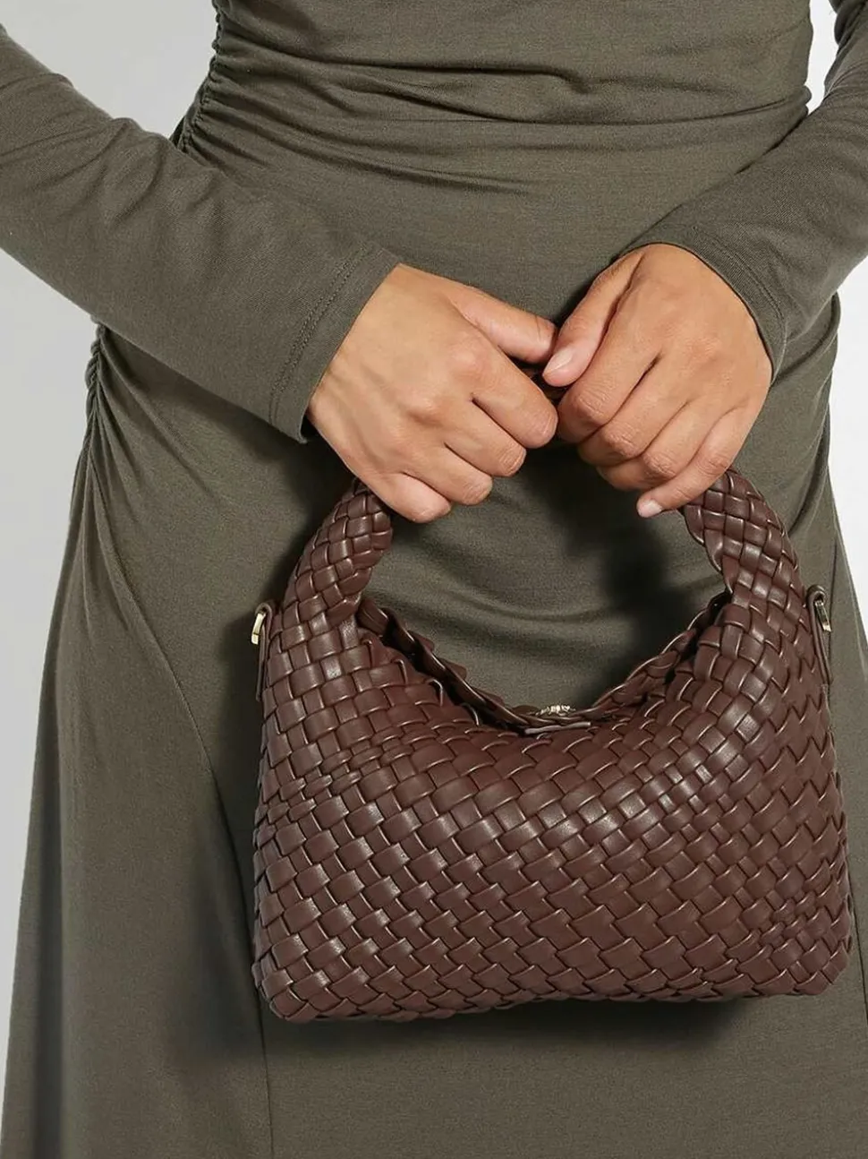 Brun foncé - Dune London Court sac souple tissé Dinky
