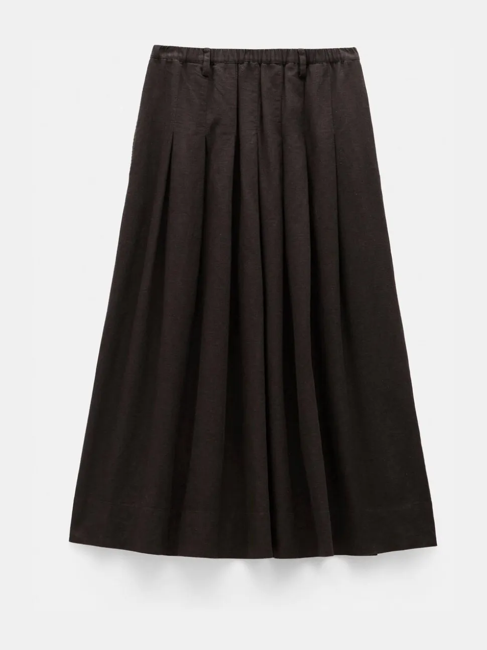 Brun foncé - Jupe mi-longue Hush Ivy plissée en lin Blend