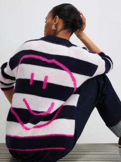 Cardigan River Island Rayure Smiley boutonné