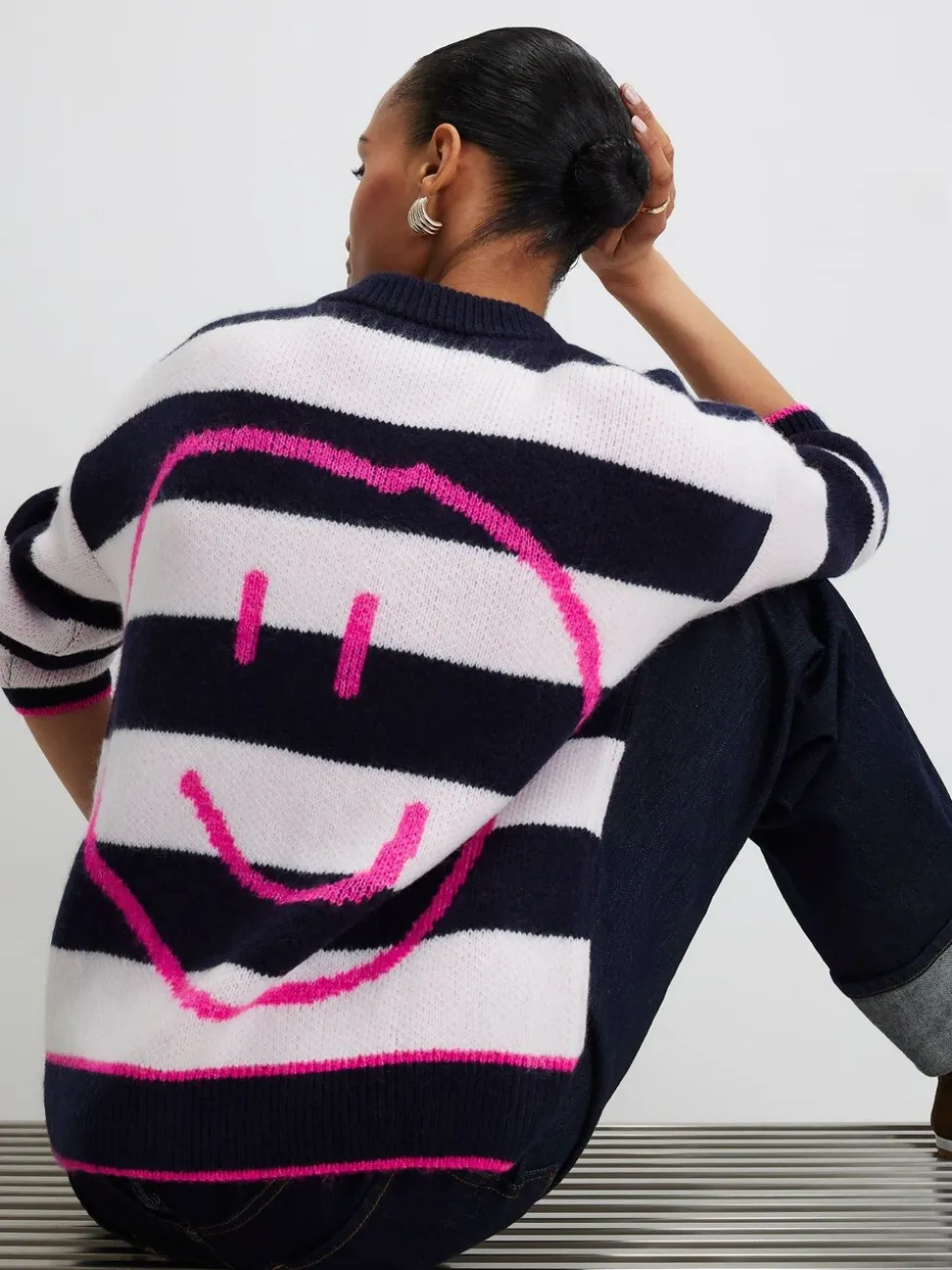 Cardigan River Island Rayure Smiley boutonné