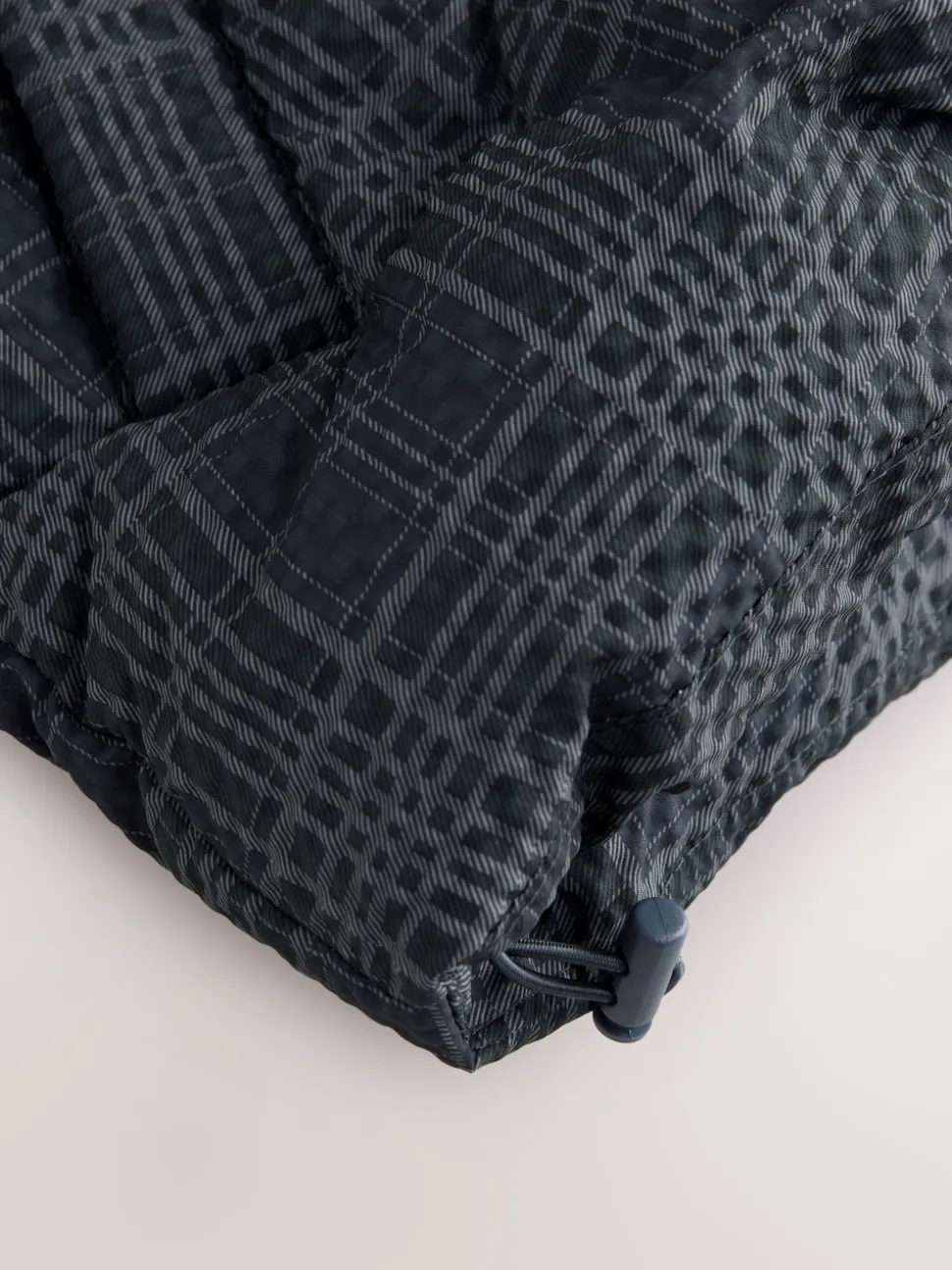 Carreaux bleu marine - Manteau rembourré court avec manches amovibles