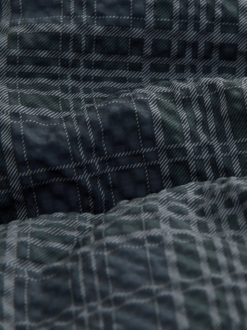 Carreaux bleu marine - Manteau rembourré court avec manches amovibles