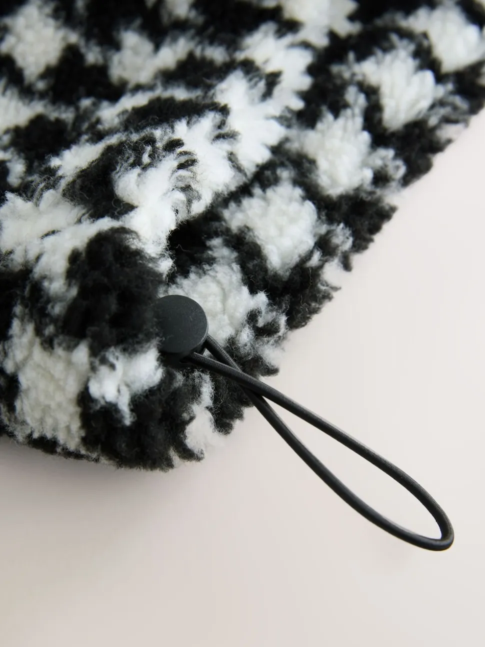 Carreaux noir/blanc à dents de poule - Sweat-shirt en polaire jacquard Teddy Borg à quart de zip