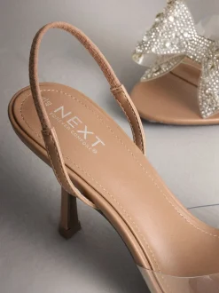 Chair/argenté - Chaussures à talons Forever Comfort® en perspex à bout rond avec nœud