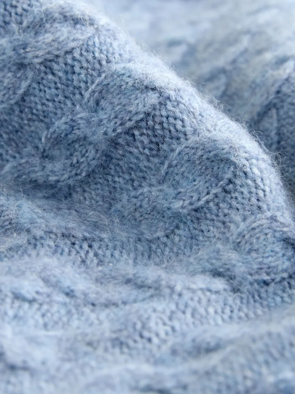 Chambray bleu - Robe mini pull en maille torsadée