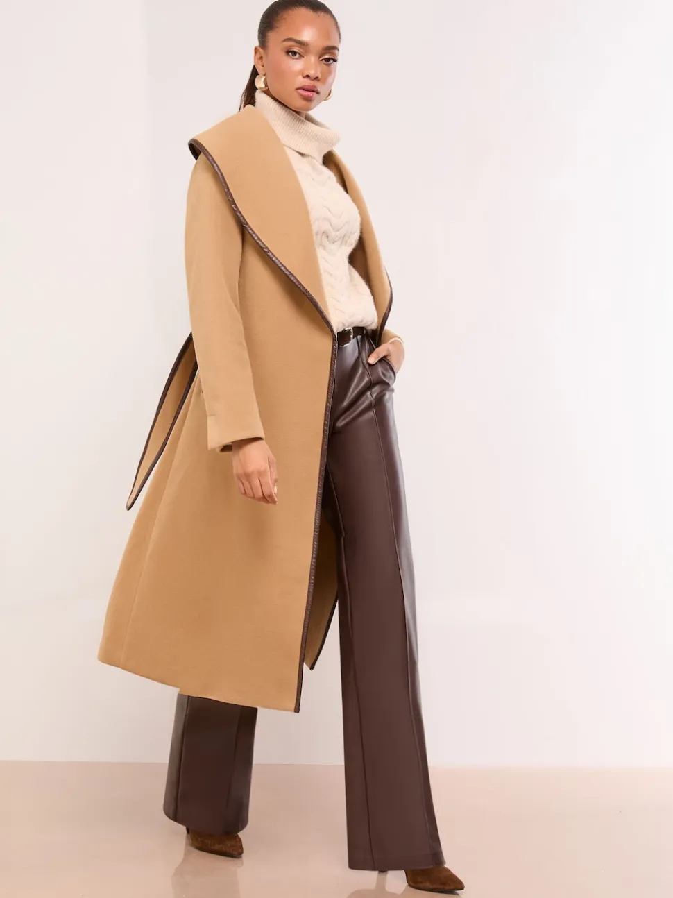 chameau - Manteau Lipsy enveloppant à revers châle