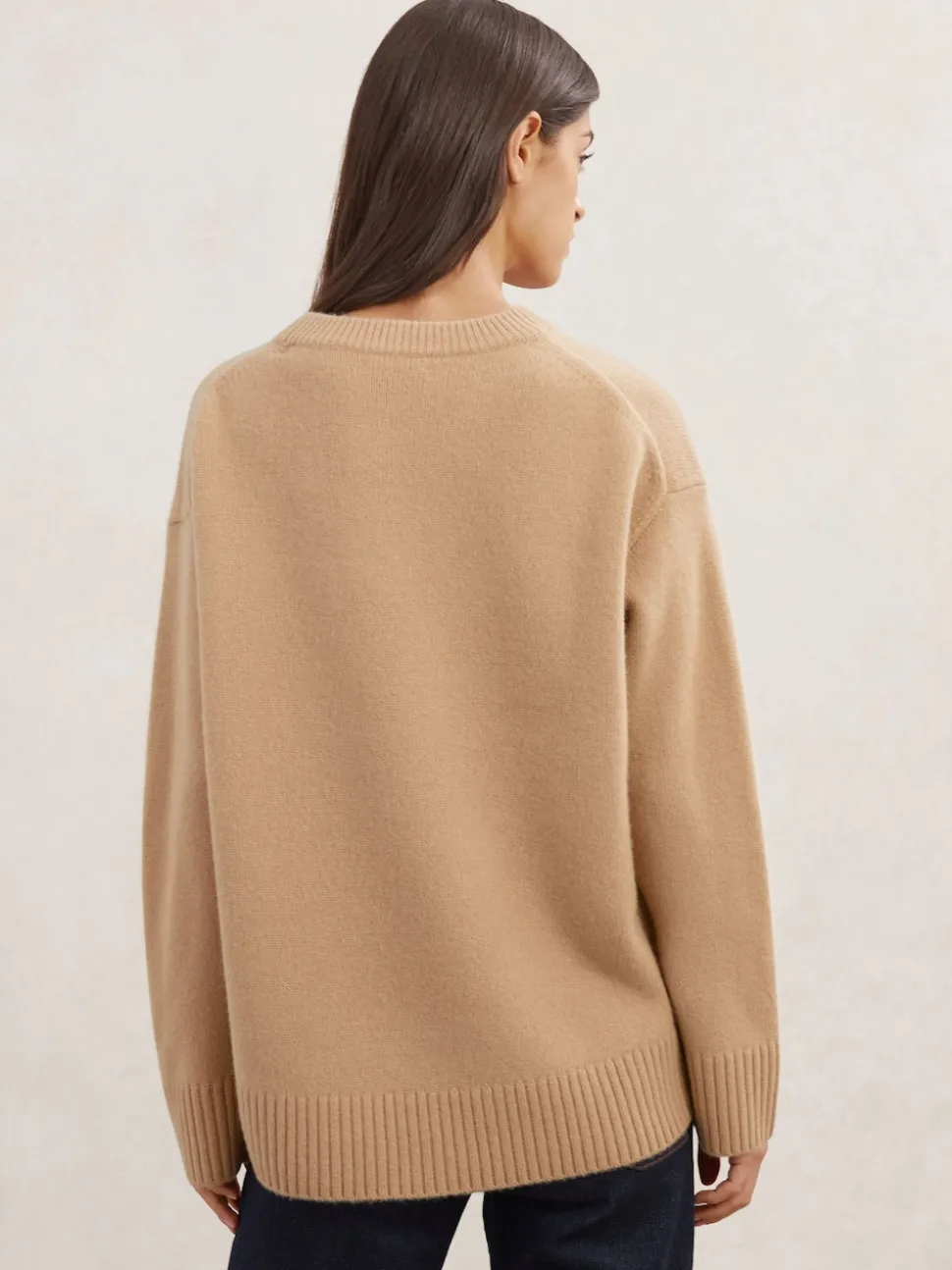 chameau - Pull Reiss Ella à col rond en laine et cachemire