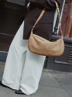 chameau - Sac à bandoulière tissé en faux daim