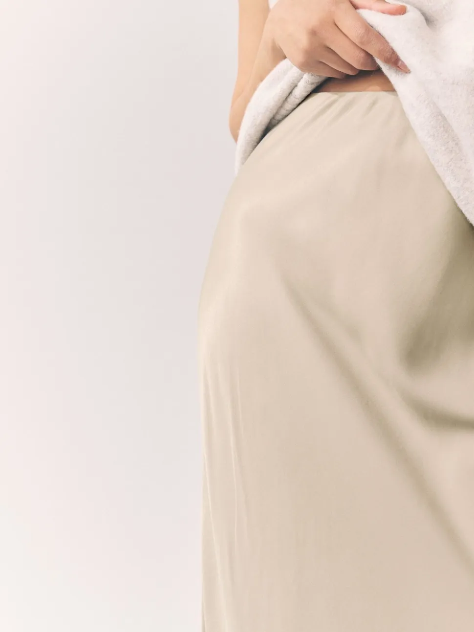 Champagne doré - Jupe Midi Satin
