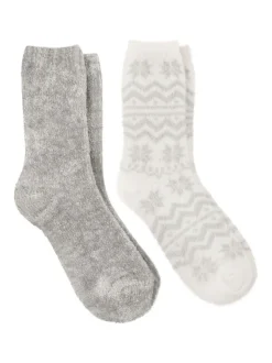Chaussettes de lit Totes Toasties Ladies Fair Isle & Chenille super douces