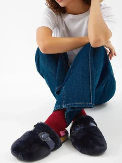 Chaussons Accessorize en fausse fourrure à boucle scintillante