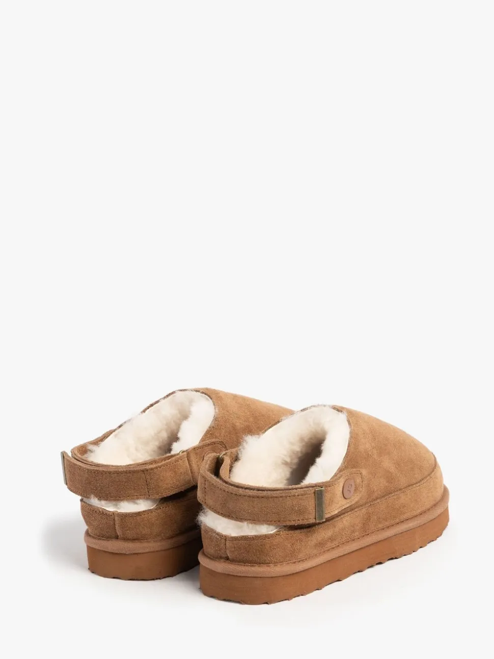 Chaussons Mule Just Sheepskin Quinn en peau de mouton à attacher à l'arrière marron