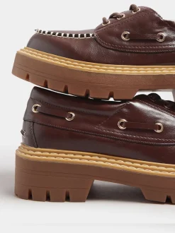 Chaussures bateau à lacets épaisses Yours Curve coupe extra large