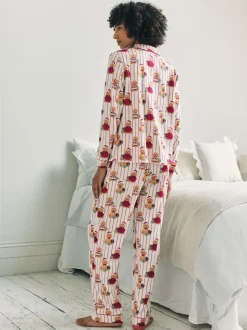 Chelsea Peers pyjama long imprimé chien Cotton Puce the Christmas Cockapoo