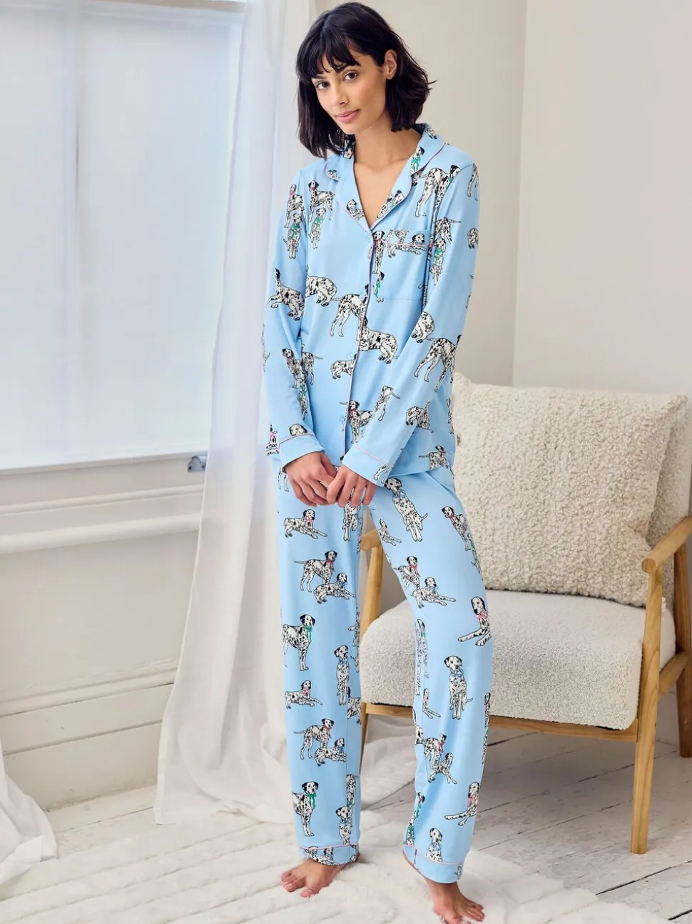 Chelsea Peers Pyjamas longs imprimé chiens dalmatien Ensemble