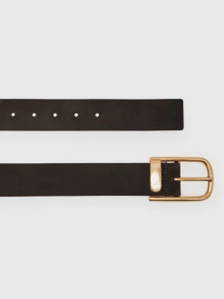 chocolat - Ceinture en cuir avec boucle à demi-passant Reiss Iyla