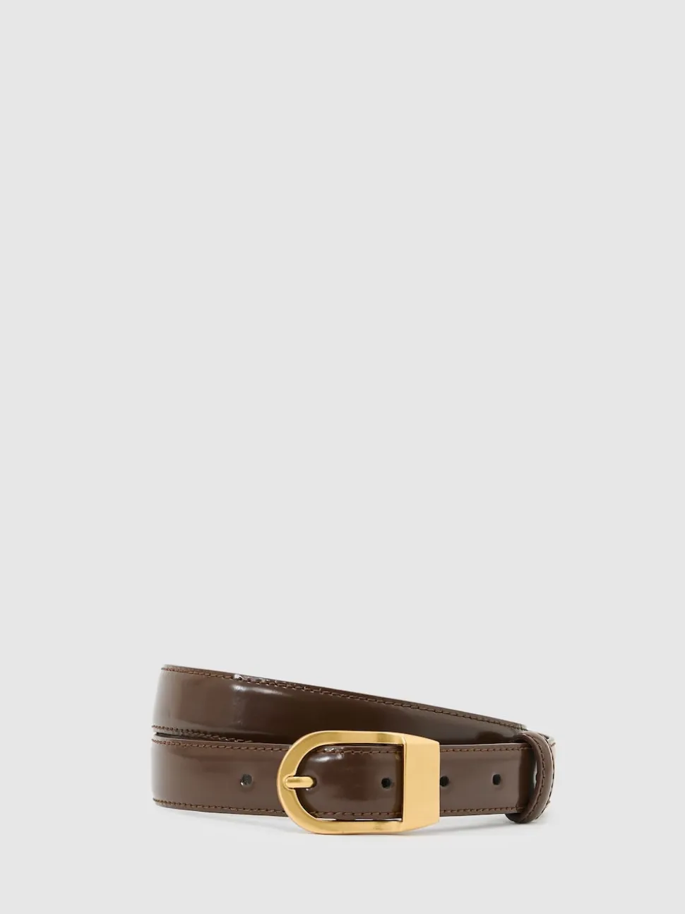 chocolat - Ceinture en cuir à boucle incurvée Reiss Hazel