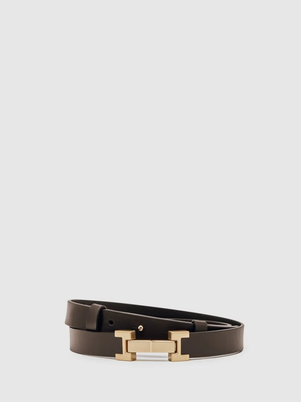 chocolat - Ceinture REISS Hayley en cuir à charnières carrées