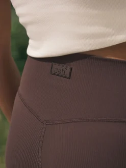 chocolat - Self Leggings larges côtelés