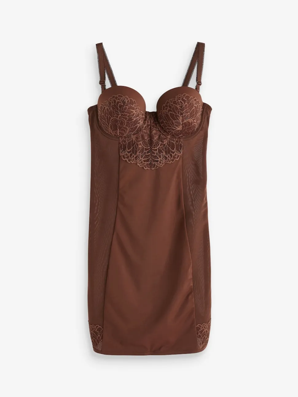 Chocolat Nude - Combinaison gainante en dentelle à bonnets