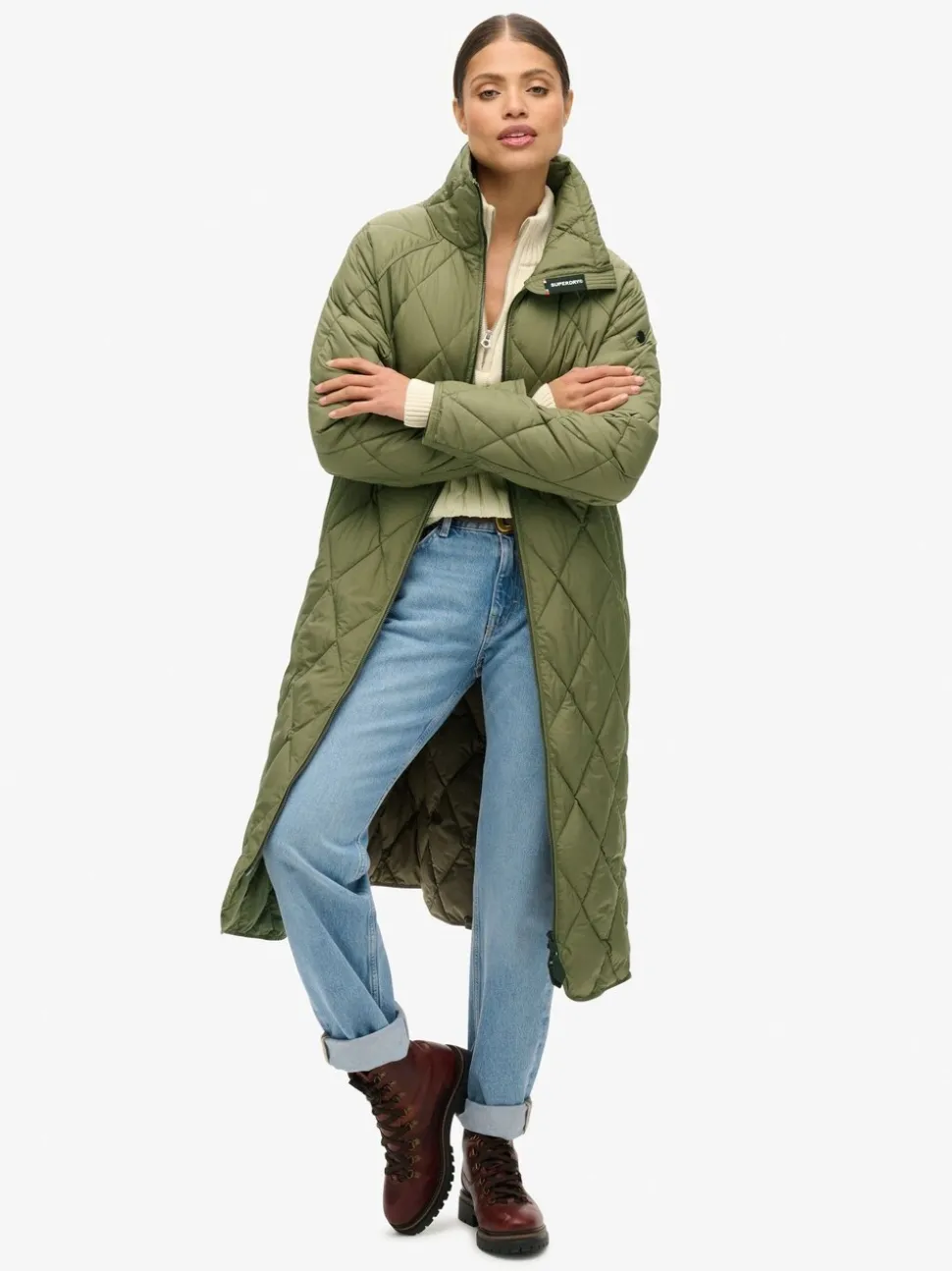 Ciboulette verte - Superdry Manteau de doublure Superlong Courtepointe