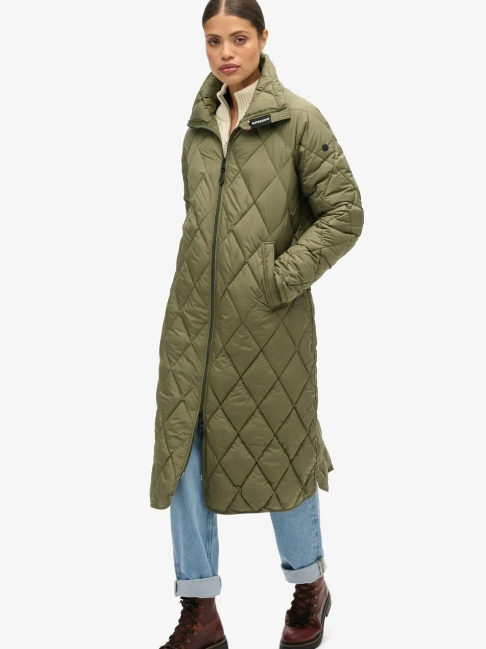 Ciboulette verte - Superdry Manteau de doublure Superlong Courtepointe