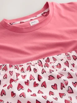 Coeur rose - Ensemble pyjama short en coton