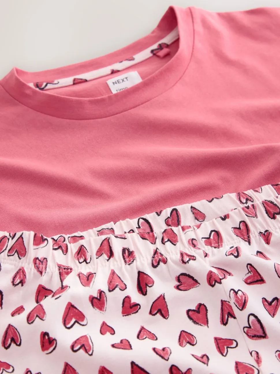 Coeur rose - Ensemble pyjama short en coton