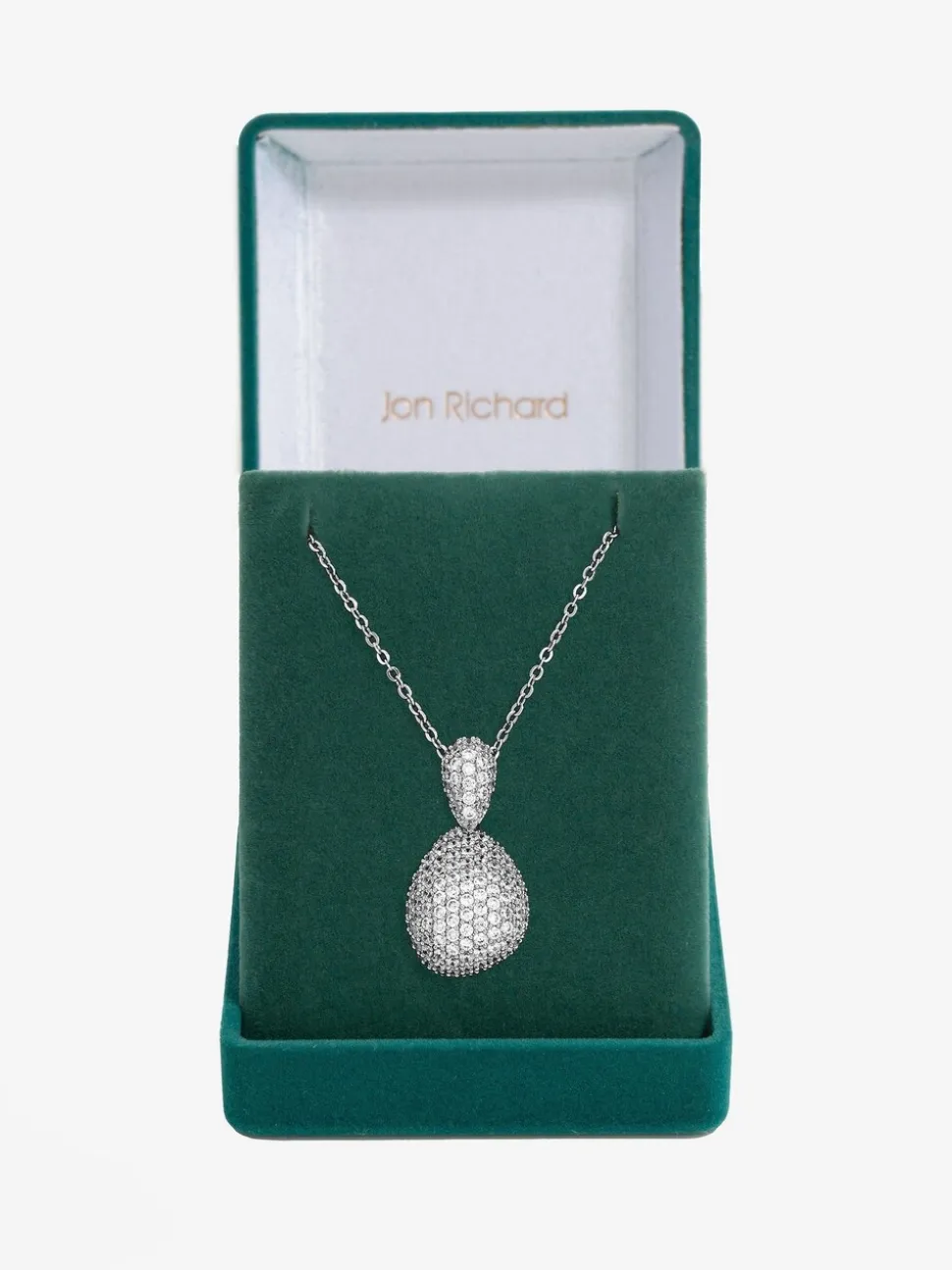 Coffret cadeau Jon Richard pendentif dôme en plaqué rhodium et zircone cubique