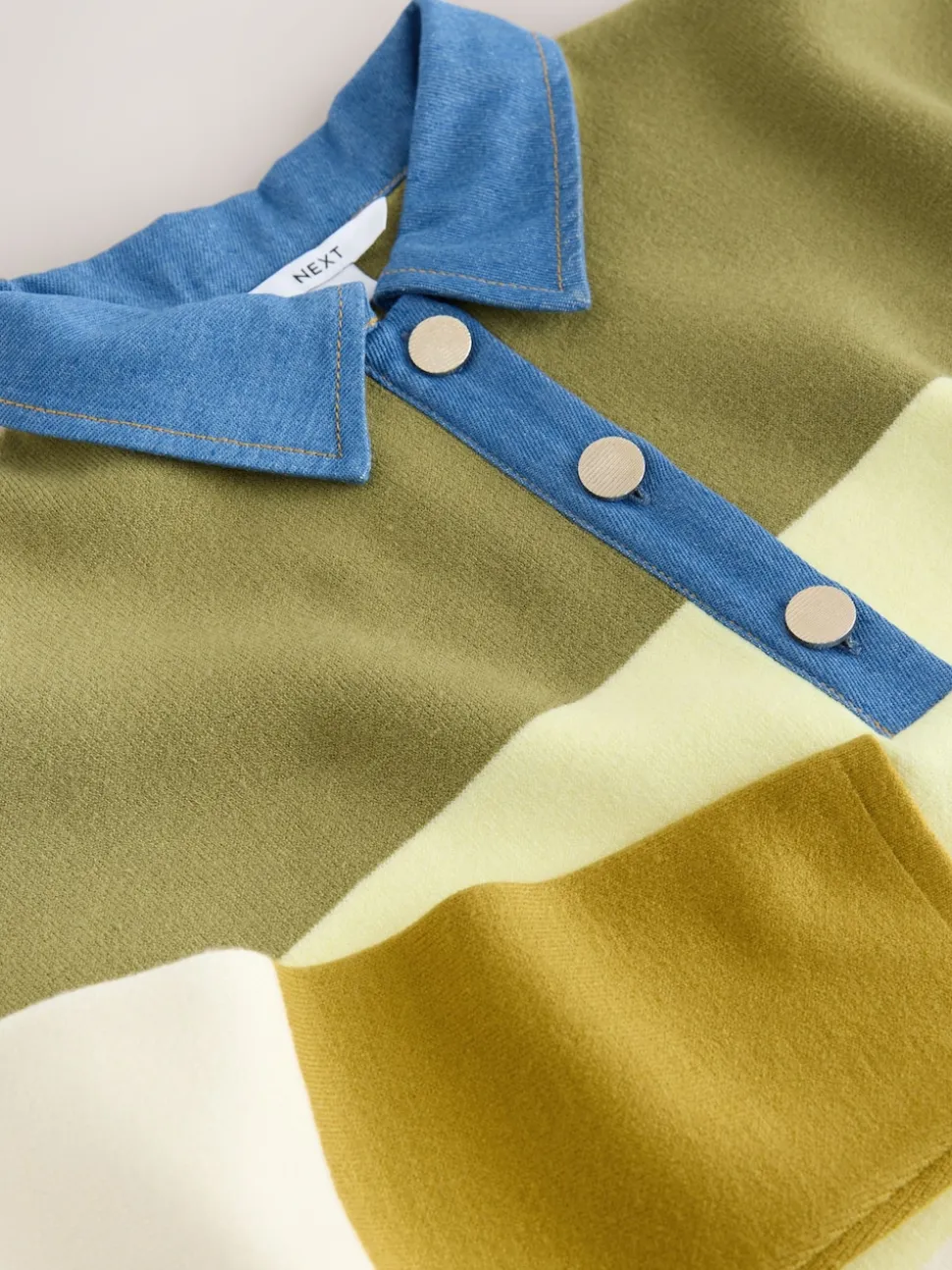 col Vert Rayé Jean - Pull confortable doux au toucher à manches longues avec col polo
