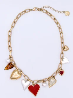 Collier Bibi Bijoux doré à cœurs mixtes
