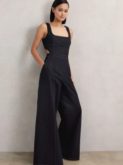 Combinaison ample en denim Reiss Dionna à découpes