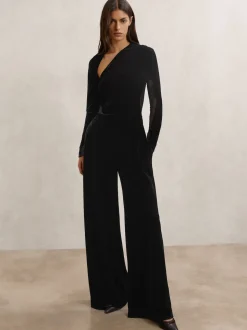 Combinaison ample Reiss Karolina en velours à empiècements transparents