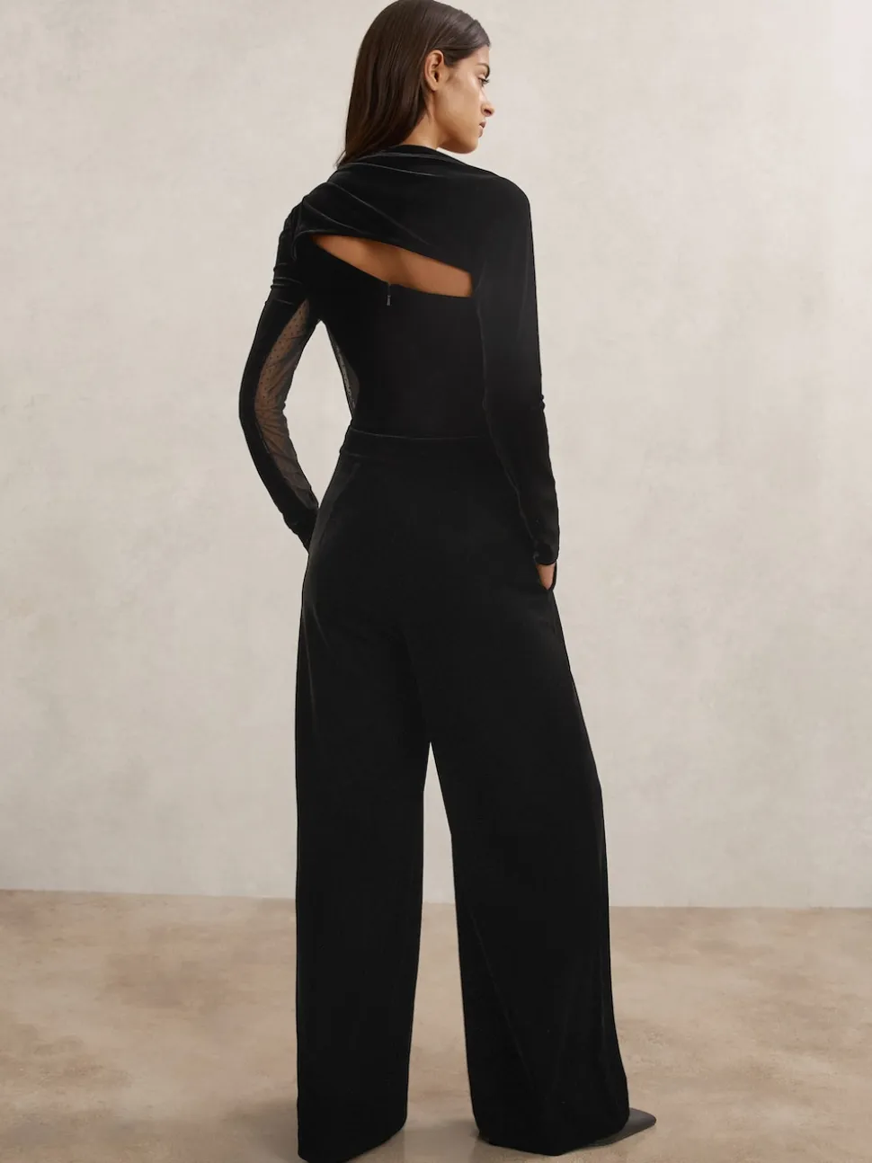 Combinaison ample Reiss Karolina en velours à empiècements transparents