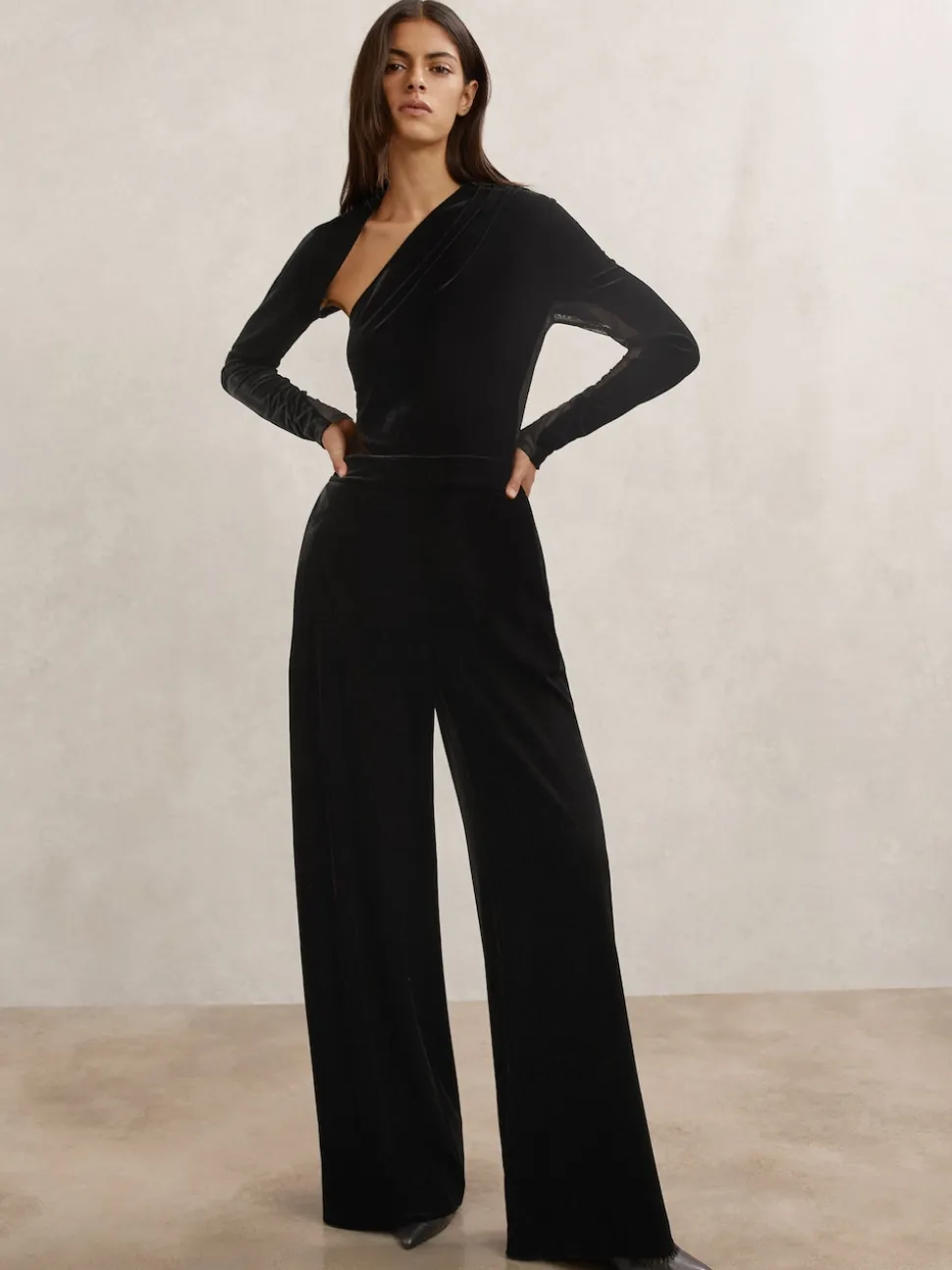 Combinaison ample Reiss Karolina en velours à empiècements transparents