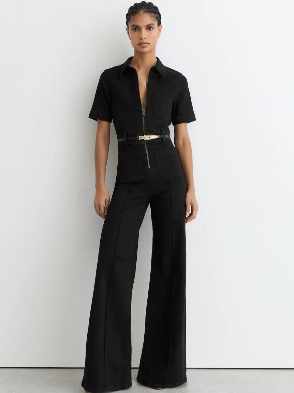 Combinaison ample zippée en denim Reiss Danie