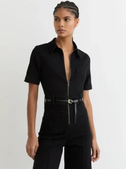 Combinaison ample zippée en denim Reiss Danie