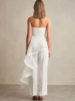 Combinaison bandeau Reiss Rhiannon à volants en soie ample